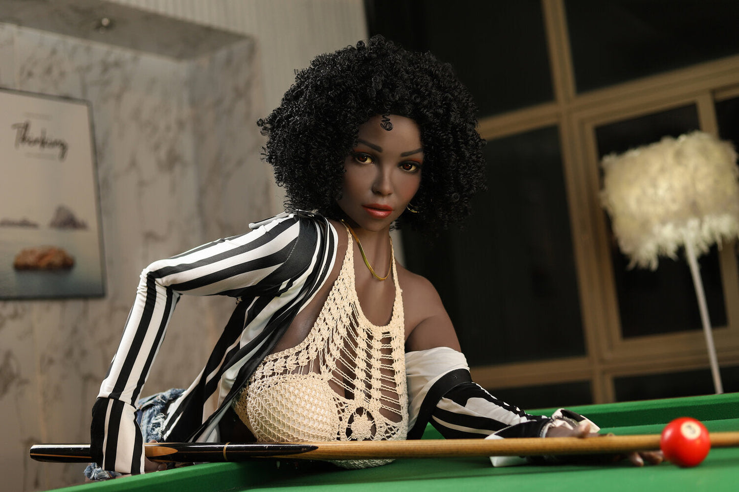 US In Stock - 158cm/5ft2 H-cup Big Boobs Big Booty Black Sex Doll - C23