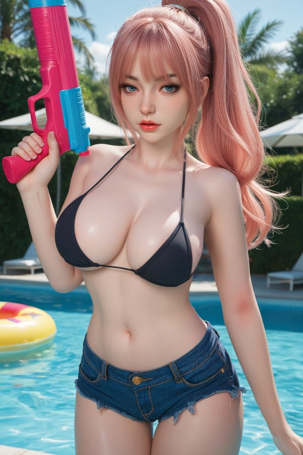 164cm/5ft5 I-cup Pink Hair Silicone Sex Doll – #M5SY