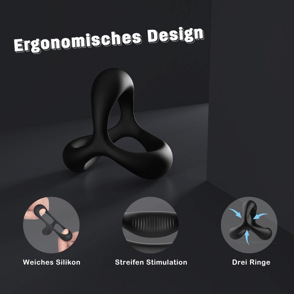 Anneau pénien trois anneaux noirs Härter Länger Größer S-HANDE