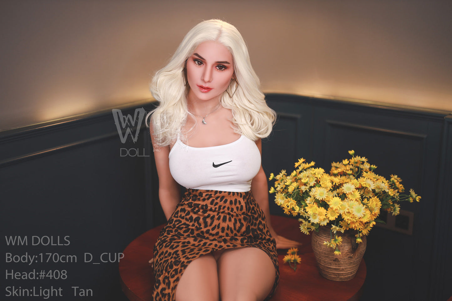 170cm/5ft5 D-cup Platinum blonde curls TPE Sex Doll with #408 Head