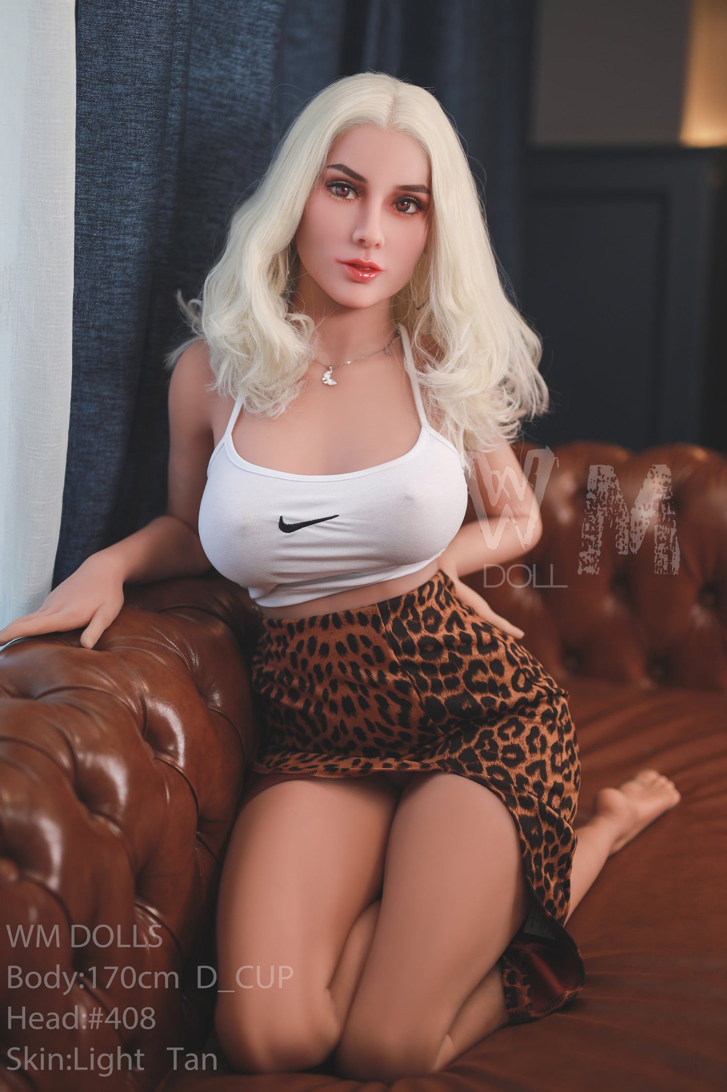 170cm/5ft5 D-cup Platinum blonde curls TPE Sex Doll with #408 Head
