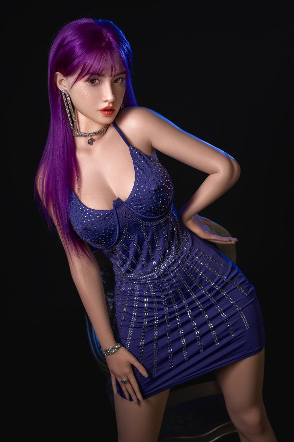 165cm/5ft5 D-cup Chinese Purple Hair Full Silicone Sex Doll - #644