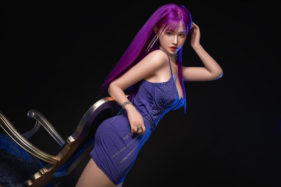 165cm/5ft5 D-cup Chinese Purple Hair Full Silicone Sex Doll - #644