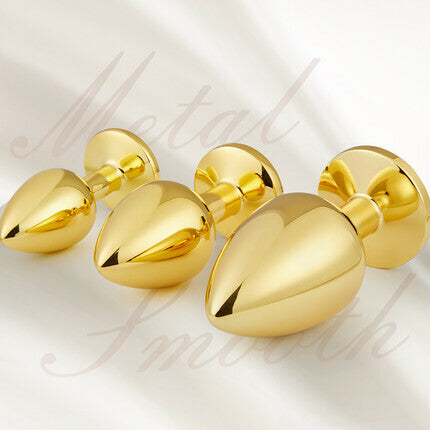 Acmejoy 3 Pieces Gold Butt Plug BKC Acmejoy 3 Pieces Gold Butt Plug BKC