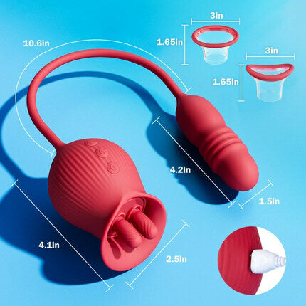 Acmejoy Rose 10 Gode-Vibrateur avec Jouets et Pieds, Stimulateur de Clito et de Brut 