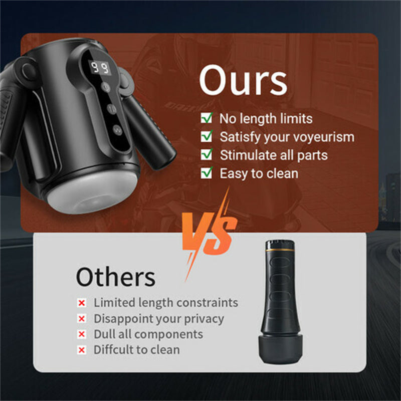 Automatischer Masturbator für Männer mit zwei Griffen und Stretch-Vibrationen mit 9 Frequenzen