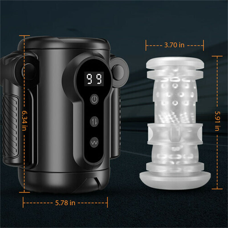 Automatischer Masturbator für Männer mit zwei Griffen und Stretch-Vibrationen mit 9 Frequenzen