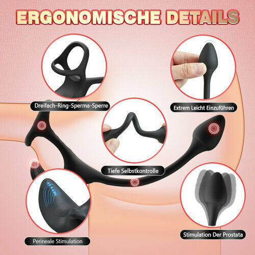 Anal Plug kugelförmiger Vibrationsstimulator mit Penisringe