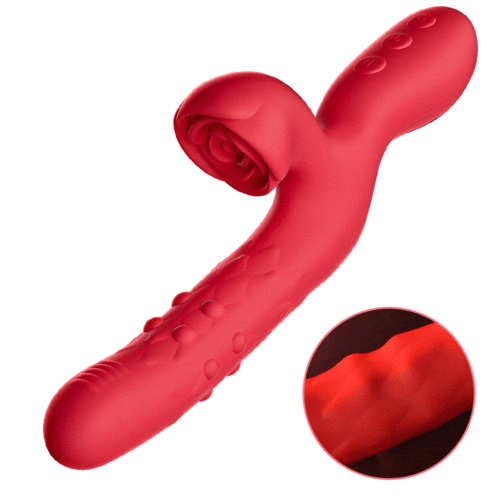 Acmejoy - 7 Thrusting Wiggling Rose Stimulator Vibrator