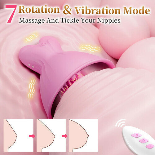 Acmejoy - 7 Vibrating & Rotation Nipple Toys with Replaceable Message Head