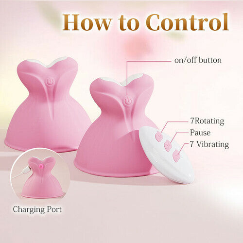 Acmejoy - 7 Vibrating & Rotation Nipple Toys with Replaceable Message Head