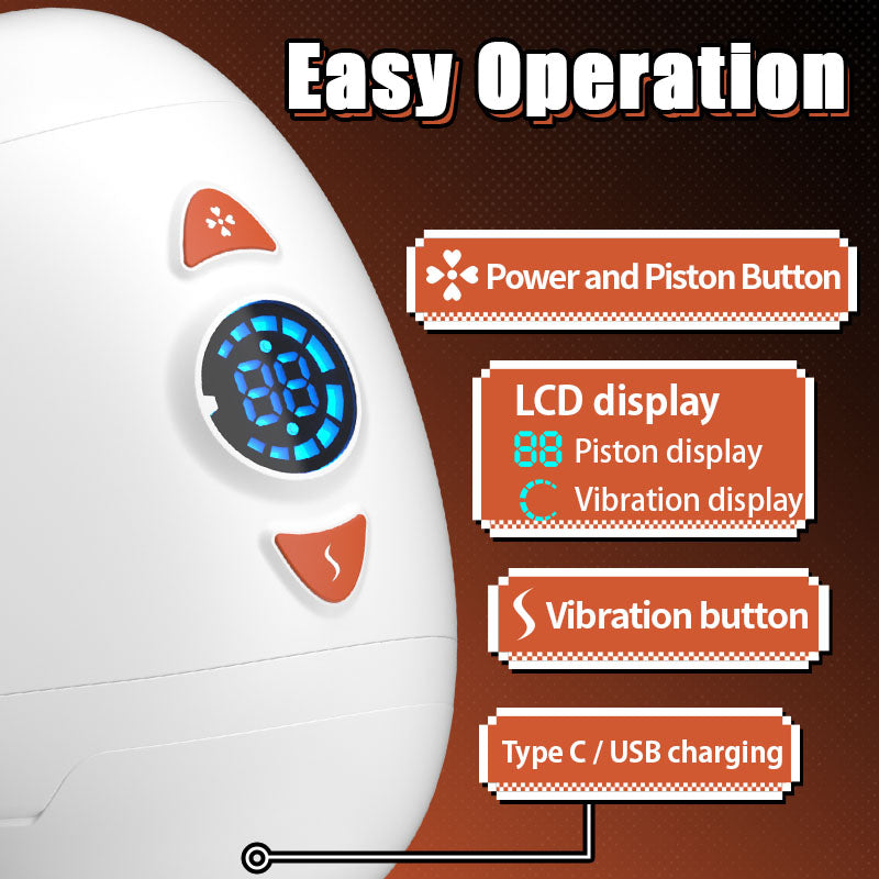 Acmejoy - Electric Male Masturbator with Rotating Piston, Glans Vibration & Testicle Massage