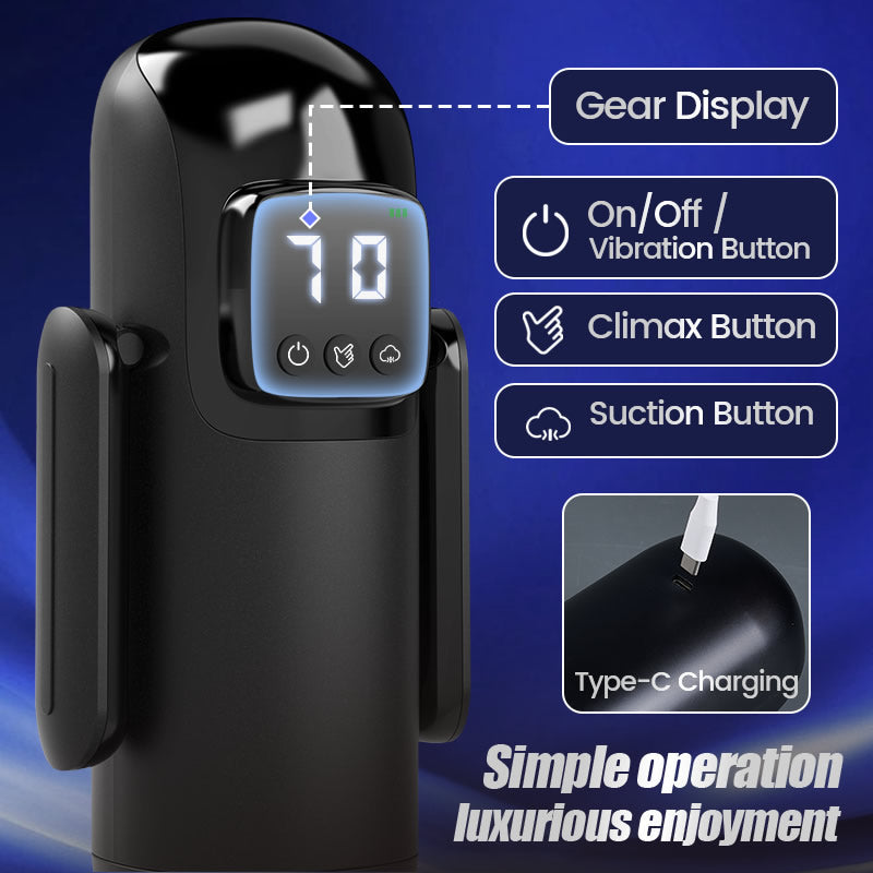 Phantom - 7 Suctions 7 Vibrations  Dual Handles  Large Granule Channel Texture  Male Masturbator