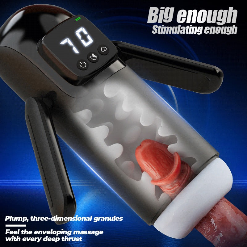 Phantom - 7 Suctions 7 Vibrations  Dual Handles  Large Granule Channel Texture  Male Masturbator