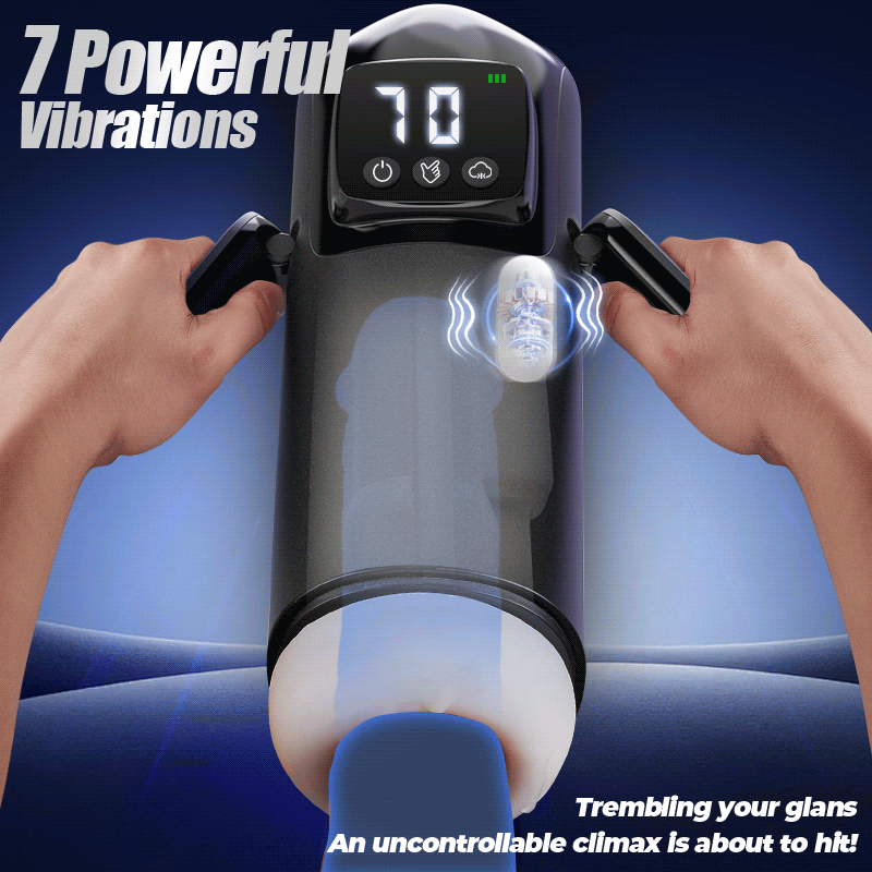 Phantom - 7 Suctions 7 Vibrations  Dual Handles  Large Granule Channel Texture  Male Masturbator