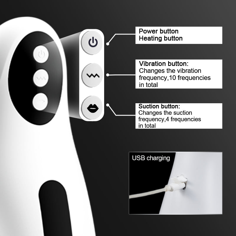 3-in-1 Heated Automatic Suction Vibrating Male Masturbator Cup with Realistic Oral Feel