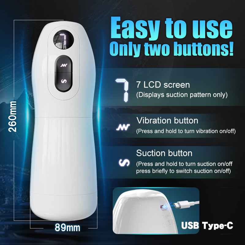 7-Mode Vibrating Automatic Male Masturbator Cup with Realistic Lip Entrance & Textured Tunnel