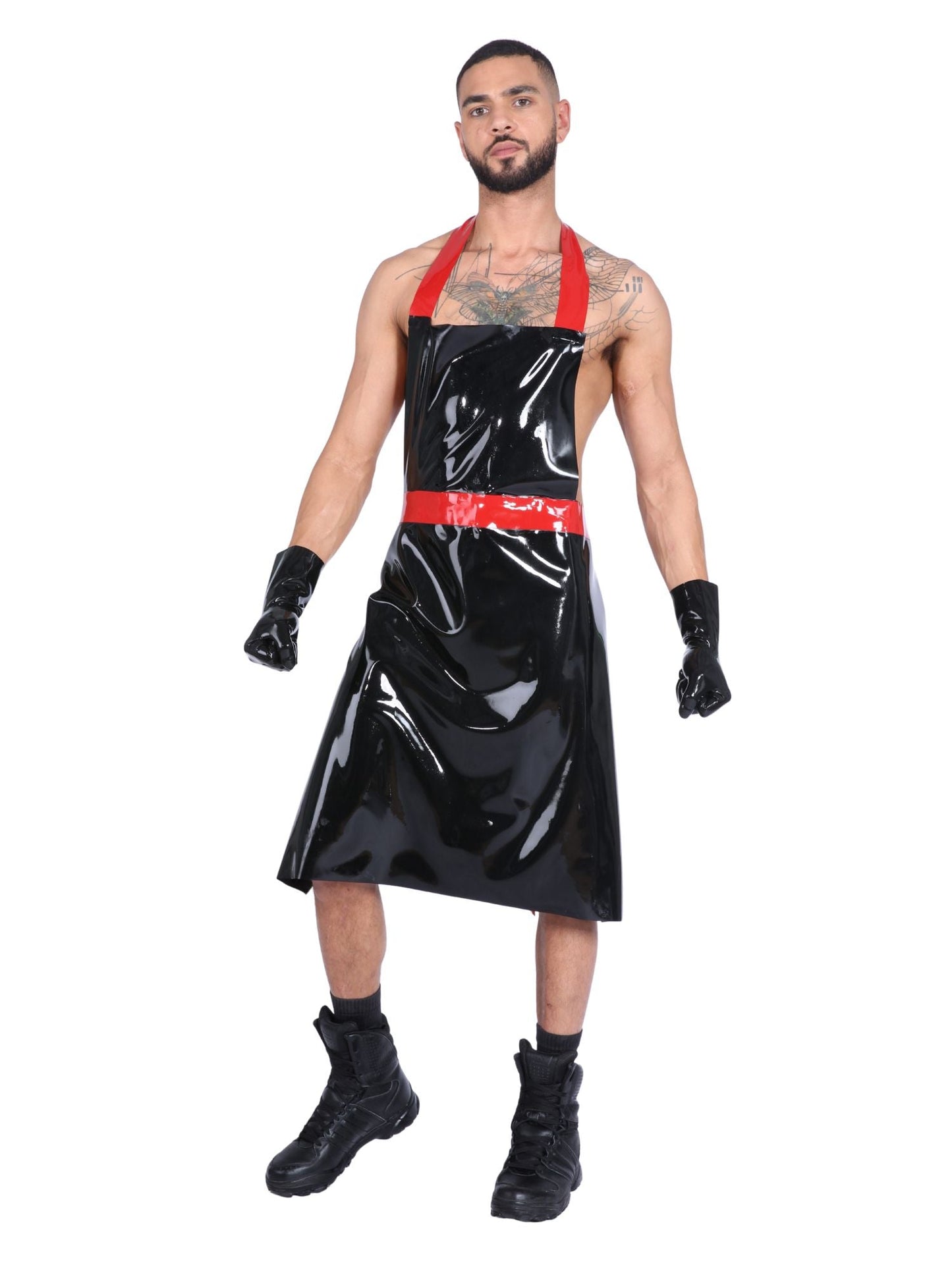 Latex/Rubber Red & Black Apron