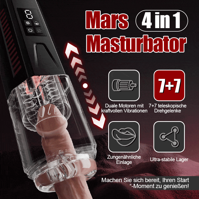 Mars - Oral Dominator 7 vibrierend 7 dehnend 7 rotierend Doppelmotor 4-in-1 Masturbateur 