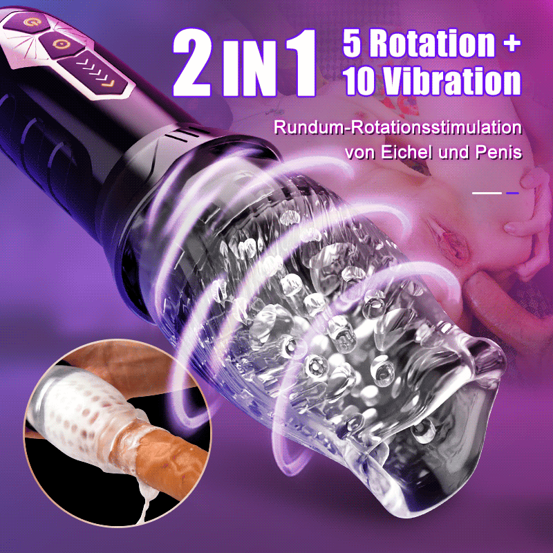 Masturbateur Oralsex Cup 2 en 1 ORKAN 10 vibrations et 6 rotations 