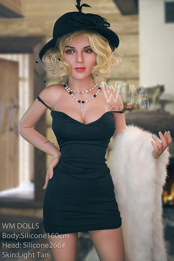 160cm/5ft3 D-cup Blond Hair Silicone Sex Doll – #266
