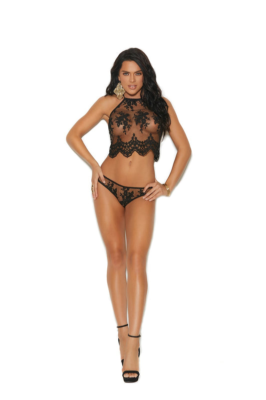 Halter Embroidery Charm Mesh Duo