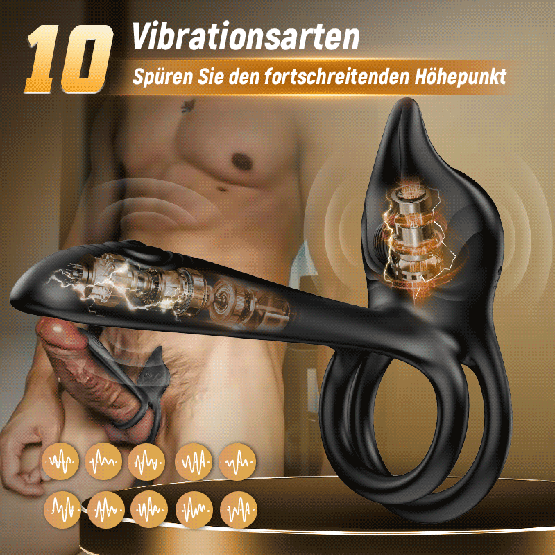 3-in-1 Penisring-Vibrator, 10 Vibration G-Punkt und Klitoris-Stimulator, Erektions-Paar-Vibrator