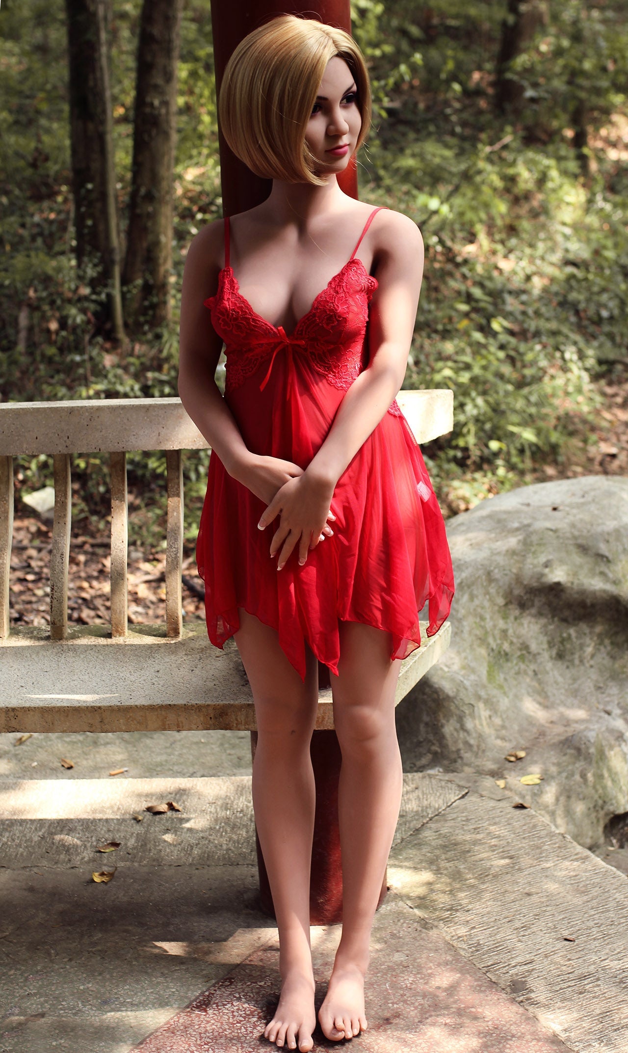 158cm/5ft2 C-cup Pregnant Short  Blonde Hair TPE Sex Doll – #93 Head