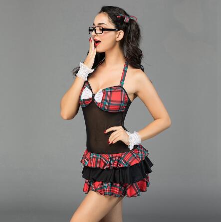 School Girl - Deluxe Sexy Lingerie Set With Taenia Erotic Costume For Woman SL10