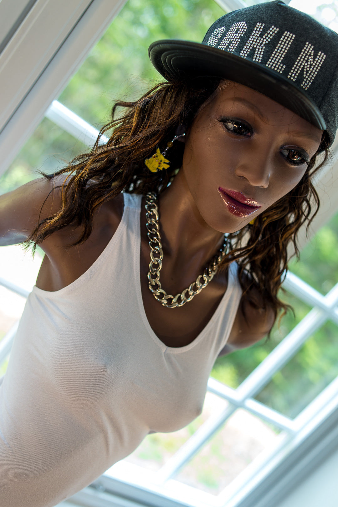 168cm/5ft6 A-cup Skinny Black TPE Sex Doll with 83#02