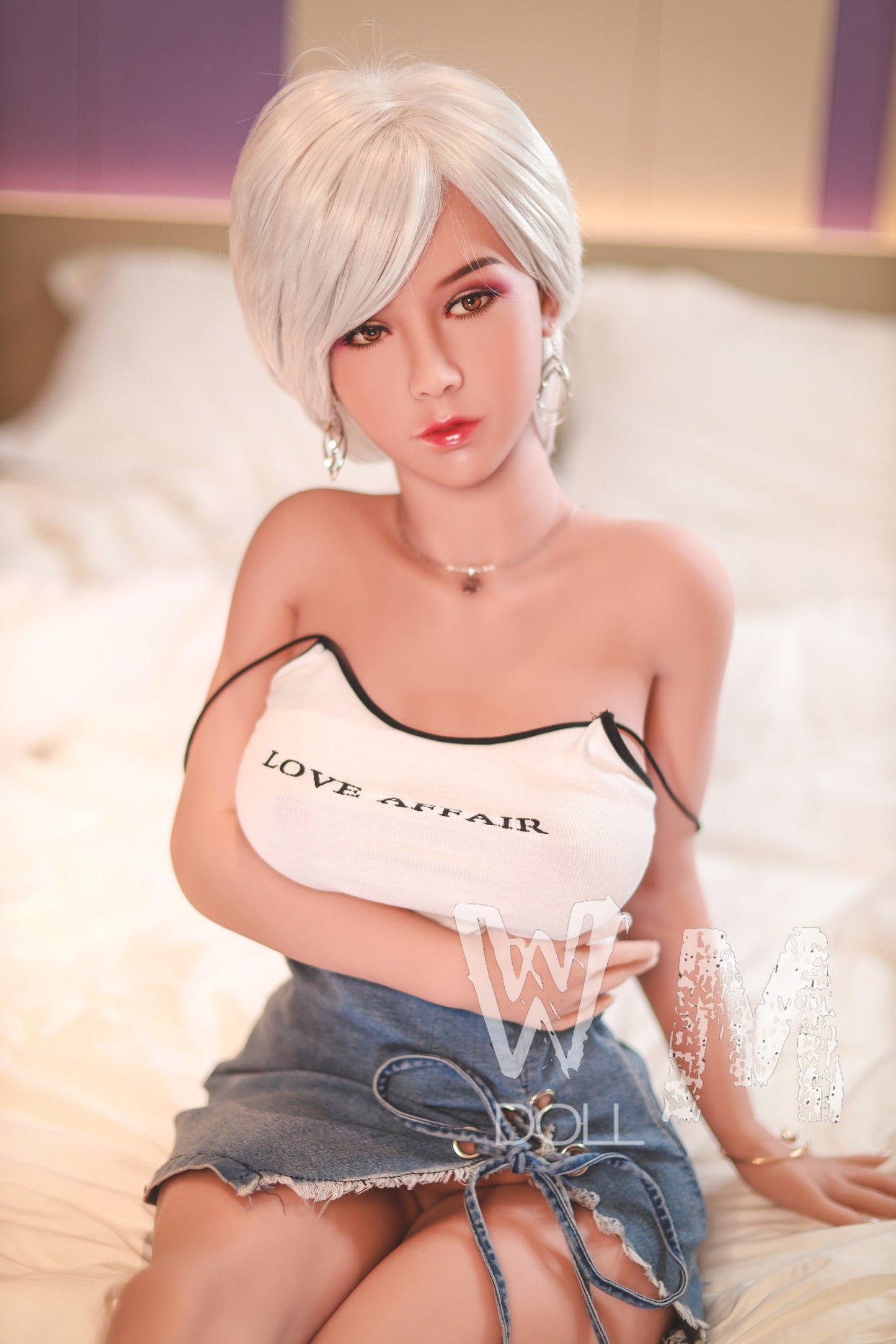 170cm/5ft5 D-cup Silver short hair TPE Sex Doll with #56 Head