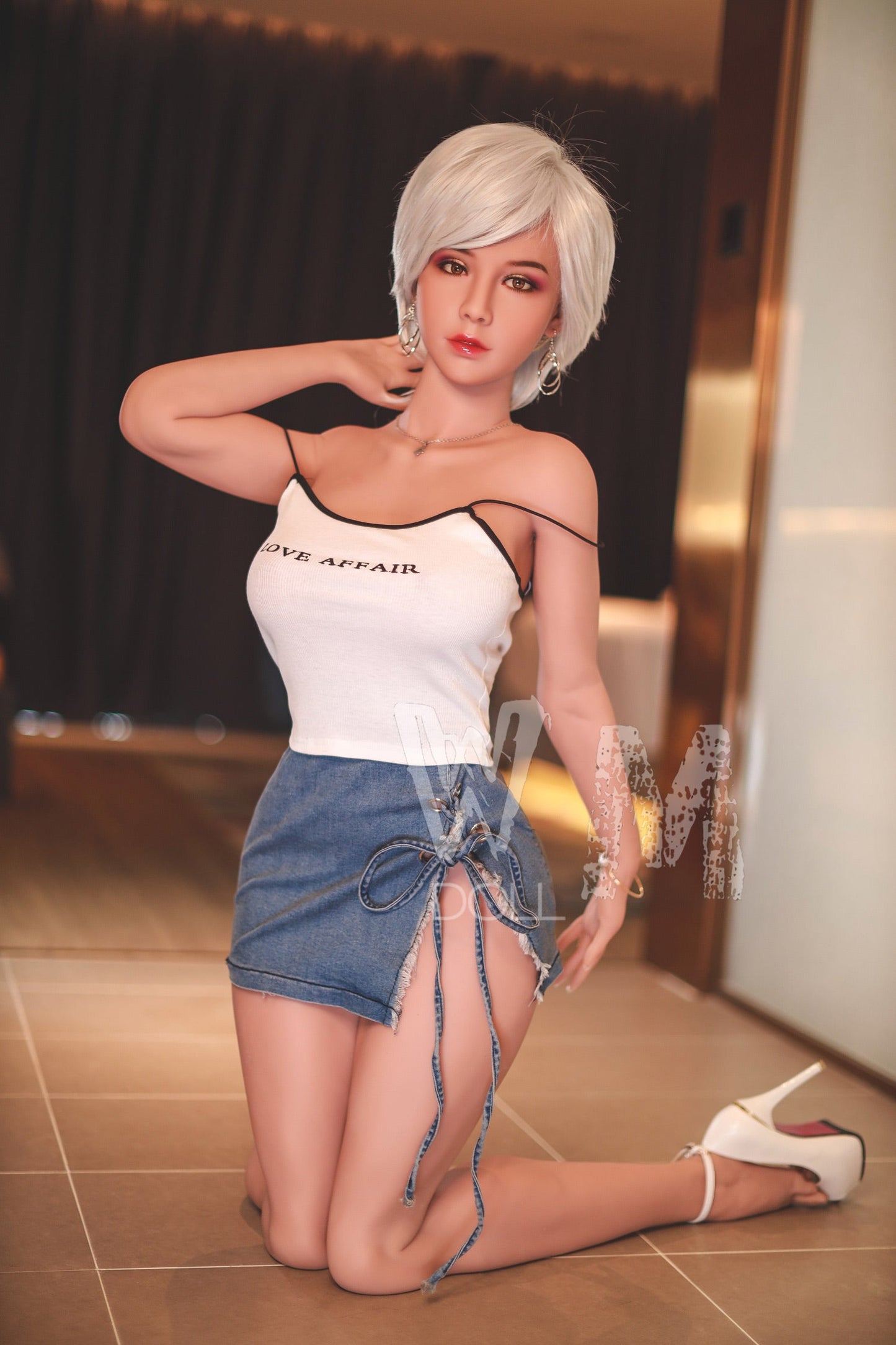 170cm/5ft5 D-cup Silver short hair TPE Sex Doll with #56 Head