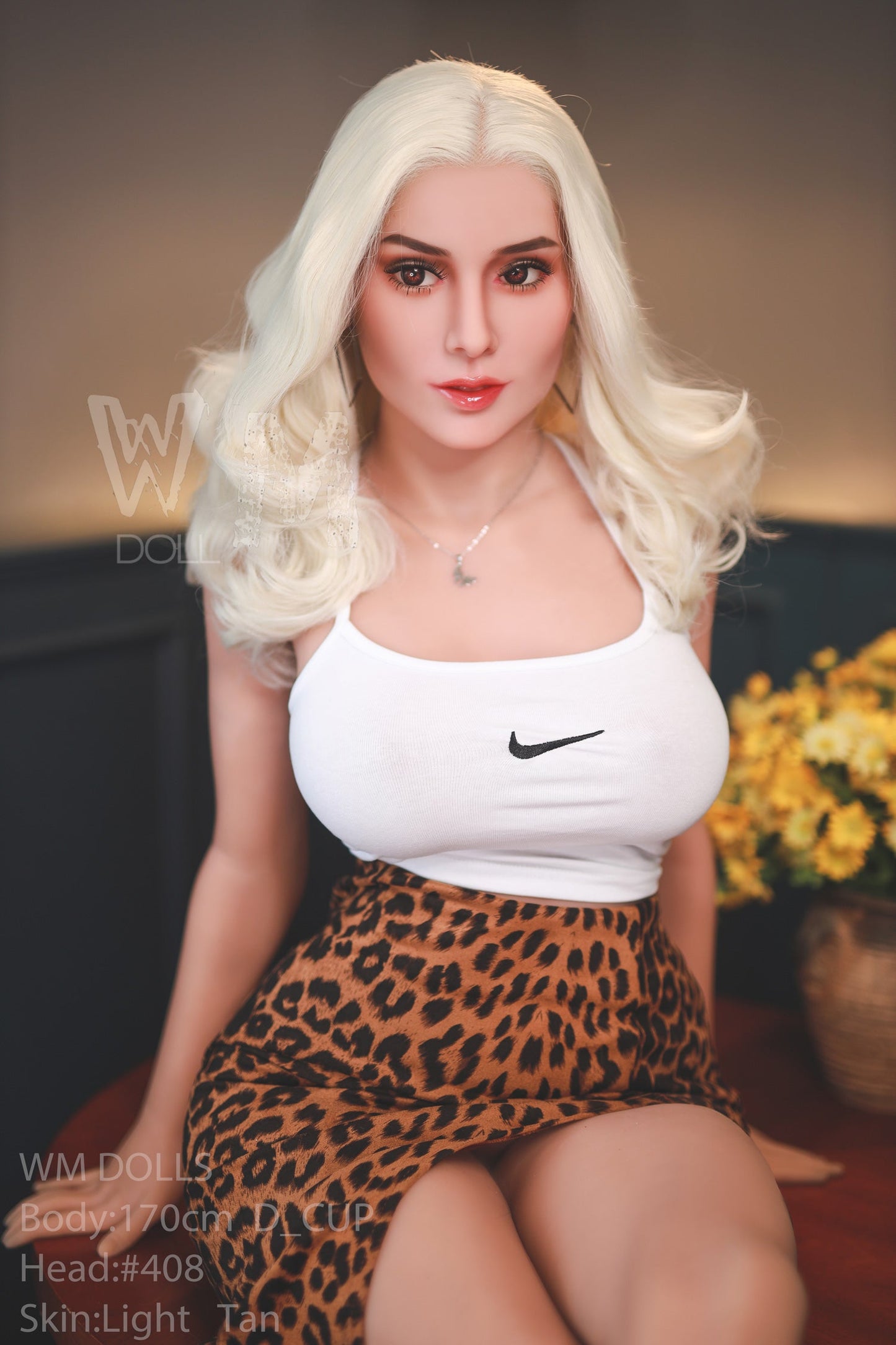 170cm/5ft5 D-cup Platinum blonde curls TPE Sex Doll with #408 Head