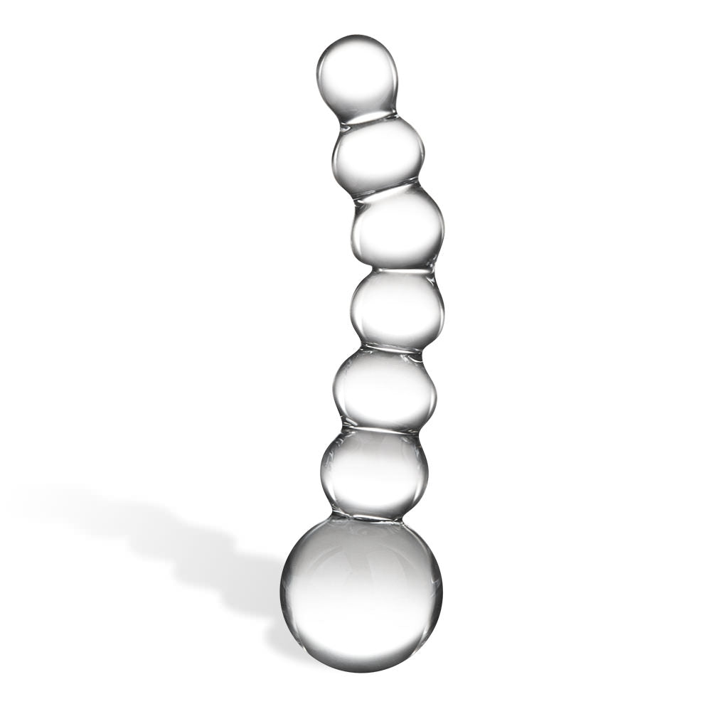 Curved Glass Beaded Dildo 5"