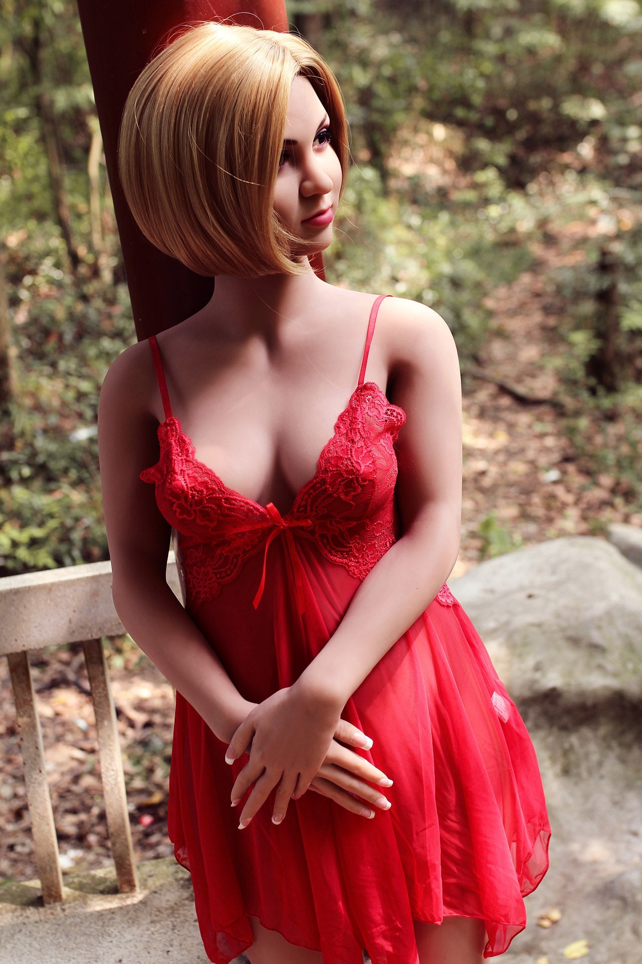 158cm/5ft2 C-cup Pregnant Short  Blonde Hair TPE Sex Doll – #93 Head