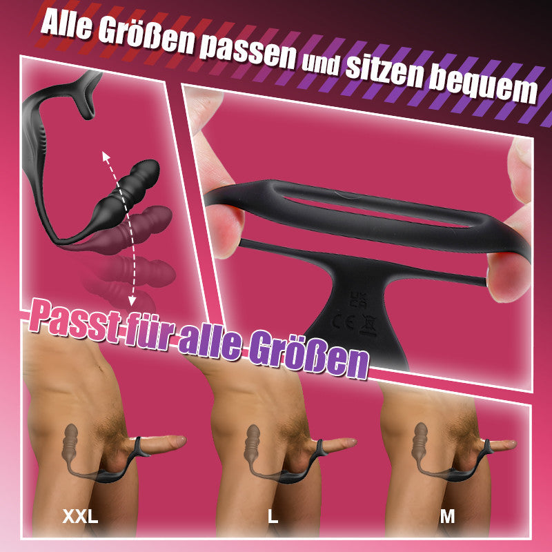 Mikes 9 Vibrations- und Pulsations-Wearable Prostata-Massagegerät mit Cockring