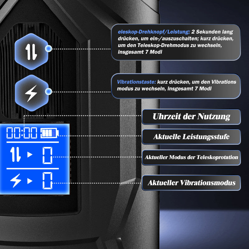 3-in-1 Teleskopischer, Rotierender, Vibrierender, elektrischer Masturbation Cup mit 7 Frequenzen