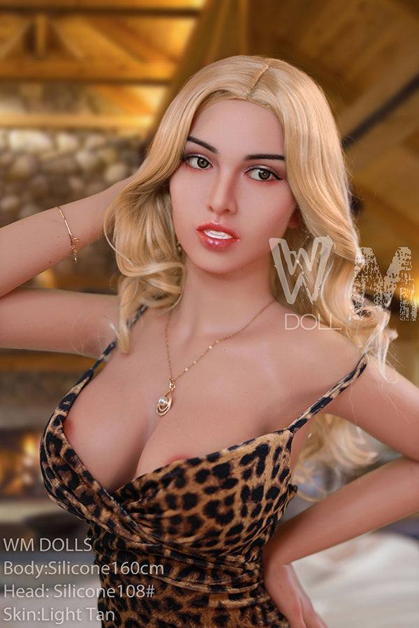 160cm/5ft3 D-cup Blond Hair Silicone Sex Doll – #108