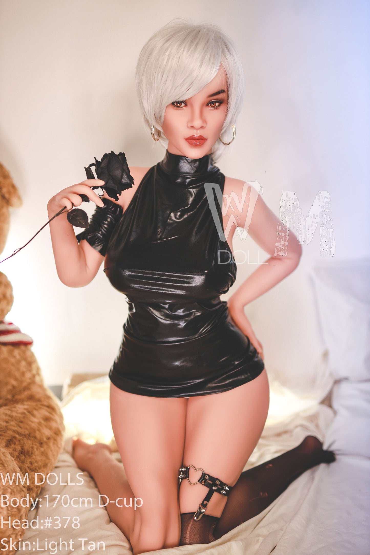 170cm/5ft5 D-cup Silver Short Hair TPE Sex Doll with #378 Head