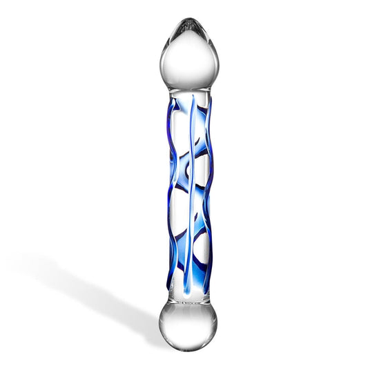 Tip Textured Glass Dildo 6.5"