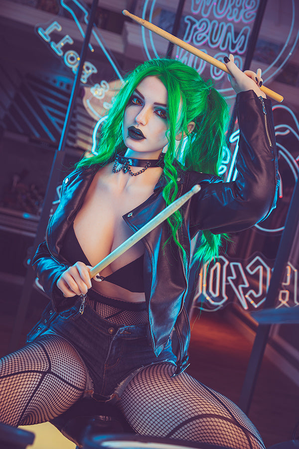 174cm/5ft8 G-cup Silicone Head Harley Quinn Celebrity Sex Doll – Flora