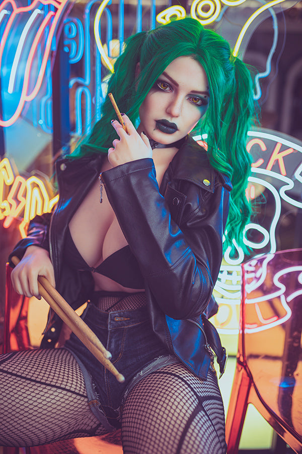 174cm/5ft8 G-cup Silicone Head Harley Quinn Celebrity Sex Doll – Flora