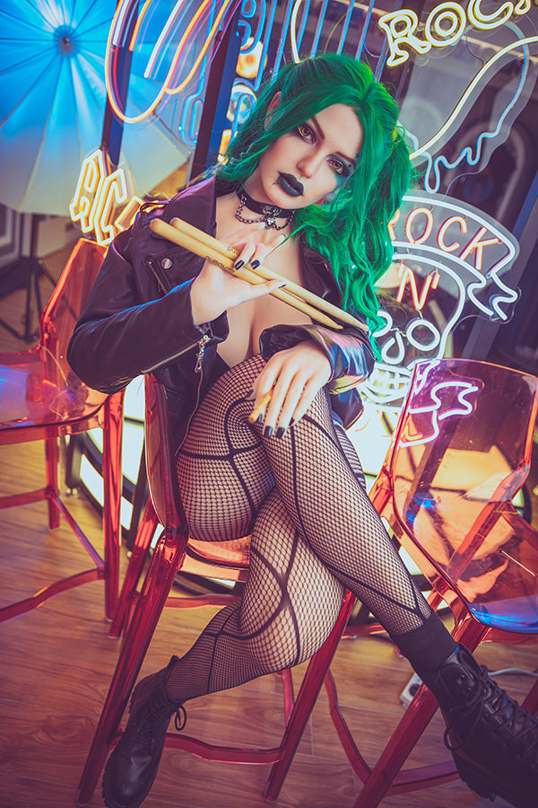 174cm/5ft8 G-cup Silicone Head Harley Quinn Celebrity Sex Doll – Flora