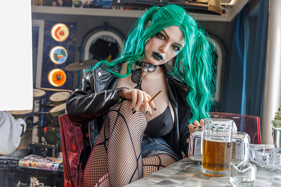 174cm/5ft8 G-cup Silicone Head Harley Quinn Celebrity Sex Doll – Flora