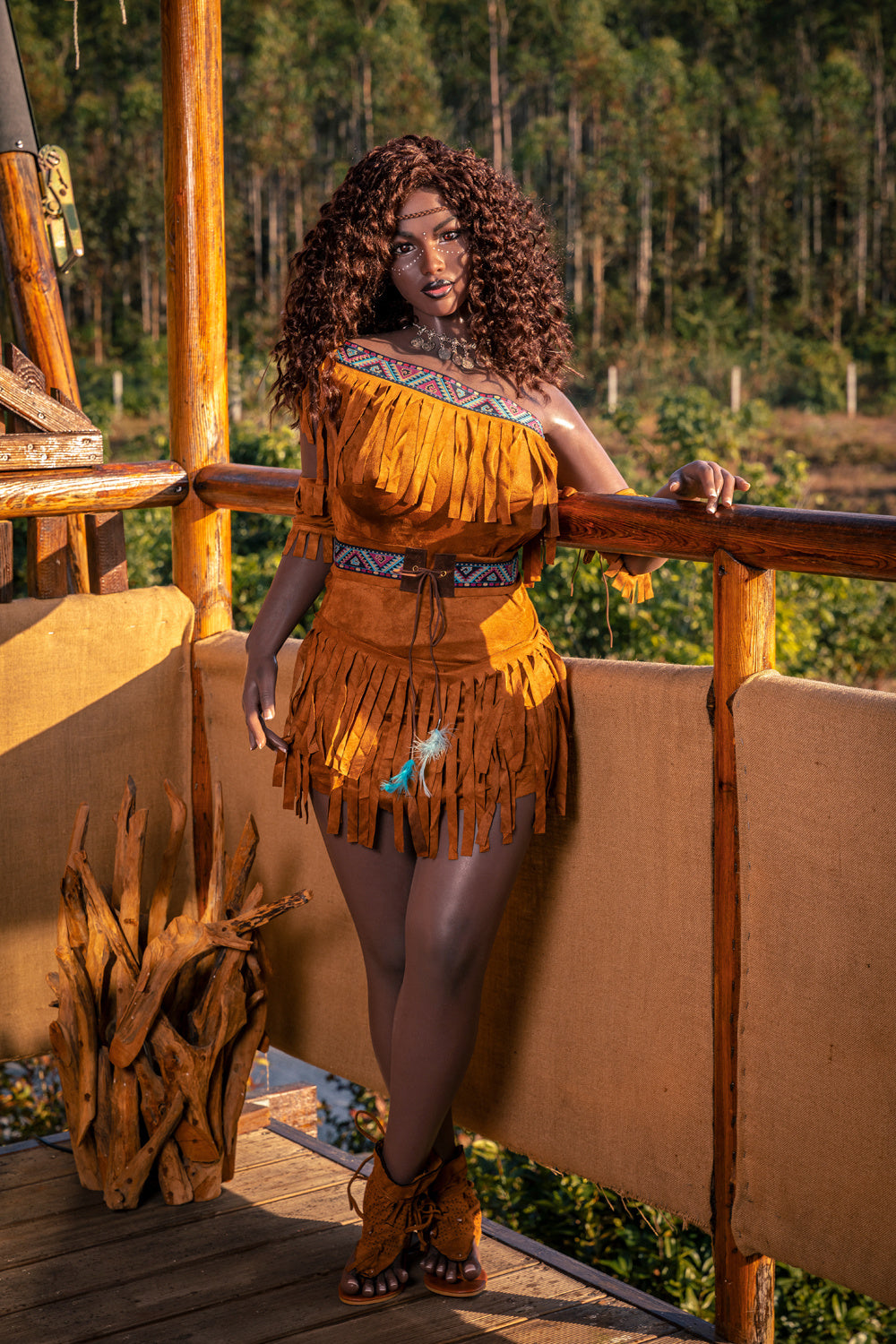 156cm/5ft1 E-cup Big Breast Silicone Head Black Sex Doll – Takiyah