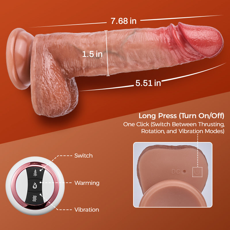Blush 7.67 In Realistic Thrusting Vibrating Dildo with Internal Warming Sensations