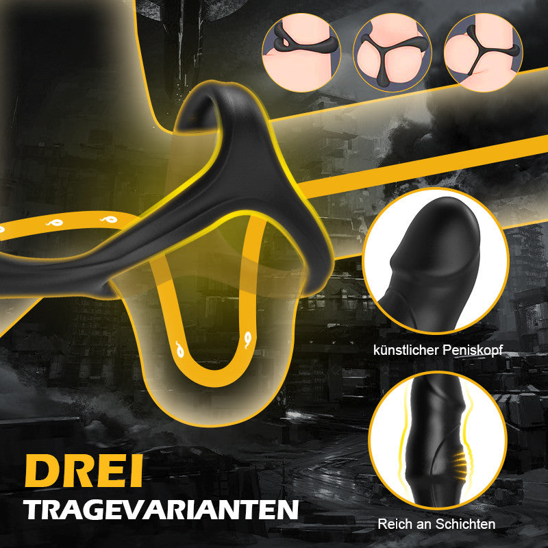 9 Wackelndes, schwingendes und vibrierendes Prostata-Massagegerät mit Penisring