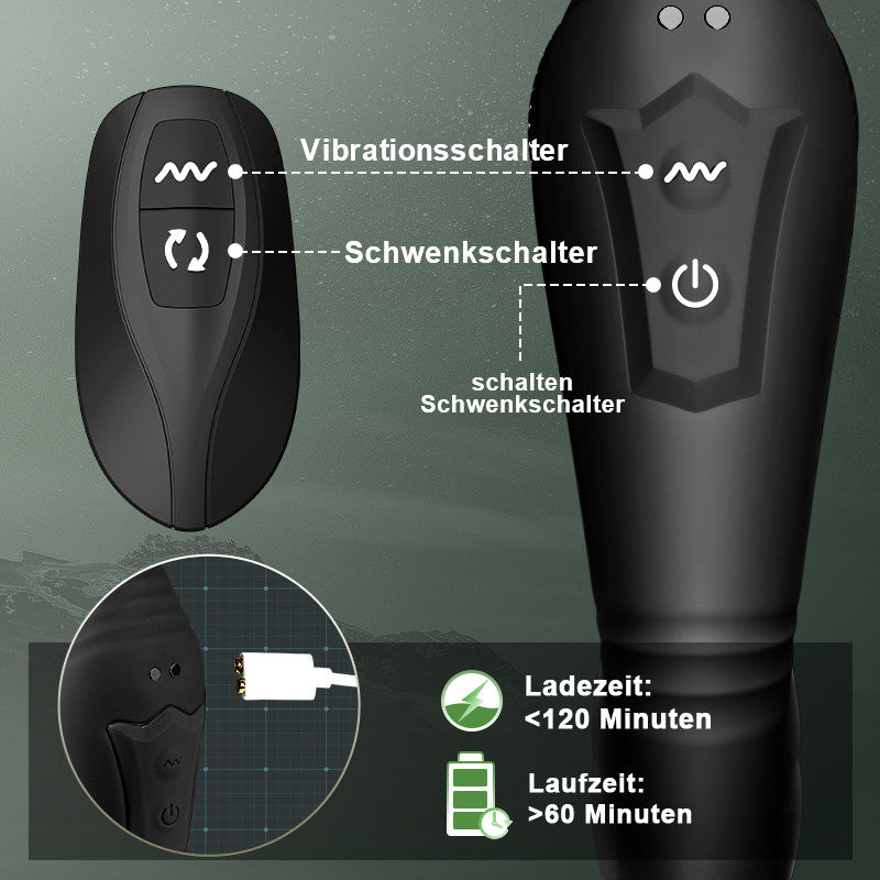 Warrior - C-förmiger Prostatamassager mit 10 schwingenden Vibrationen für Männer, Paare, Schwule 