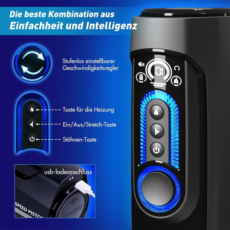 【+Free Lube!!】Leten-X9 IV Upgraded Retractable & Beheizte & Akustische Kombination Männlicher Masturbator