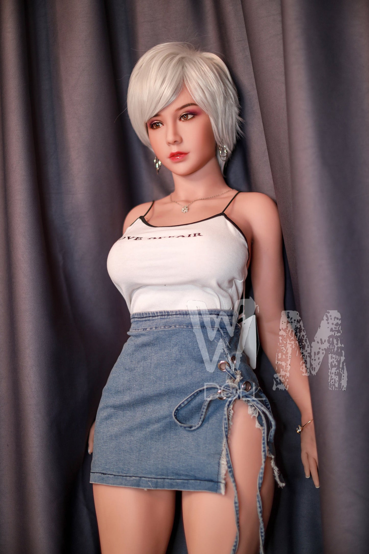 170cm/5ft5 D-cup Silver short hair TPE Sex Doll with #56 Head